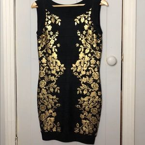 Black & Gold Bodycon Dress From Le Château